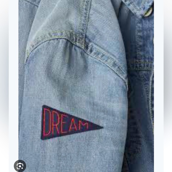 Gap Kids x Ellen Degeneres Denim Jacket w/Patches Size Large Medium Wash - Picture 3 of 11